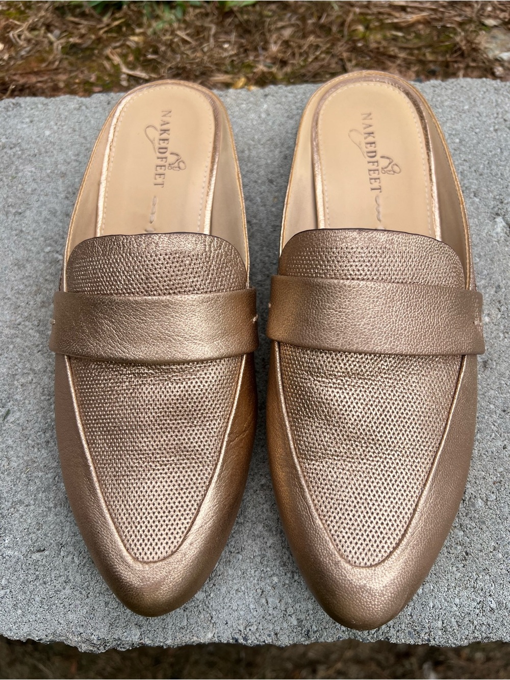 Naked Feet Bronze Metallic Slip-On Mules